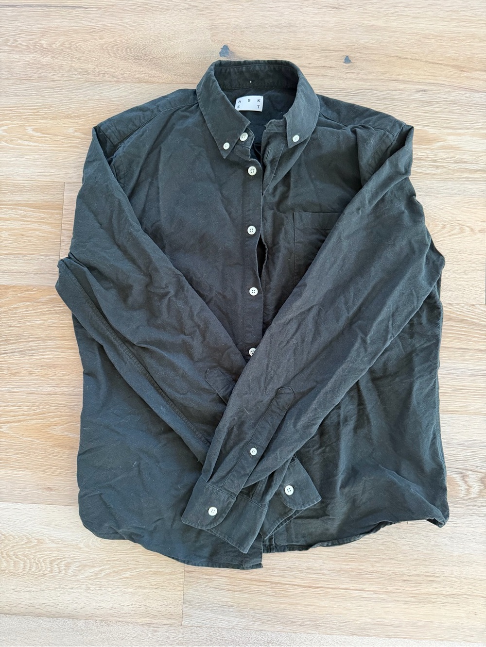 Asket Black Long Sleeve Button Down Oxford Shirt